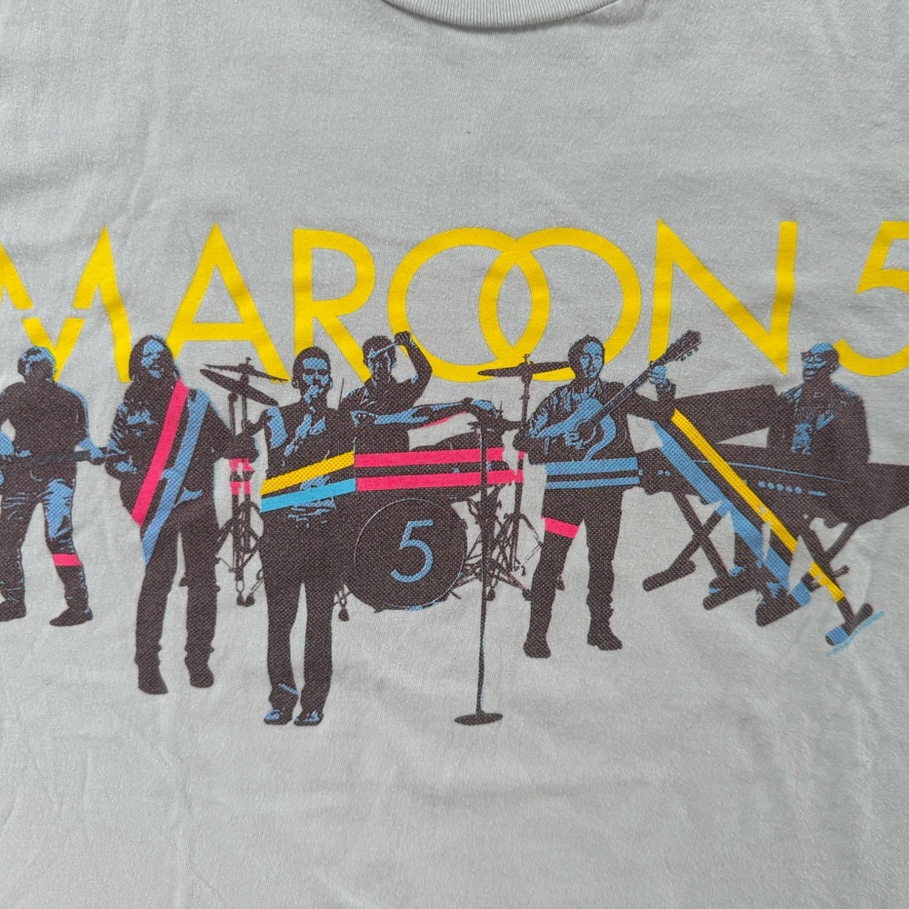 Maroon 5 Concert 2015 World Tour Band T-shirt Gray Unisex Size Medium Corton - Picture 8 of 10